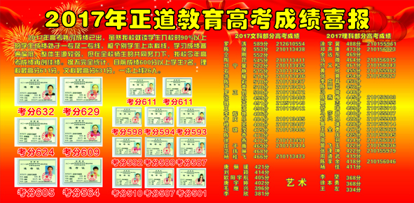 2017年正道教育高考成績喜報